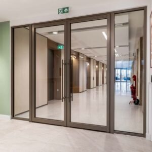 Glazed Metal Fire Rated Door with Fixed Partition